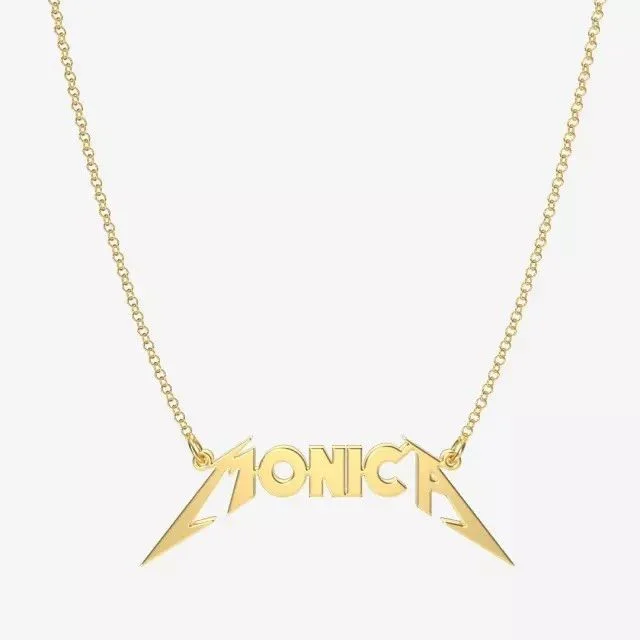 Personalized Metallica Font Name Necklace in 24K gold plated sterling silver
