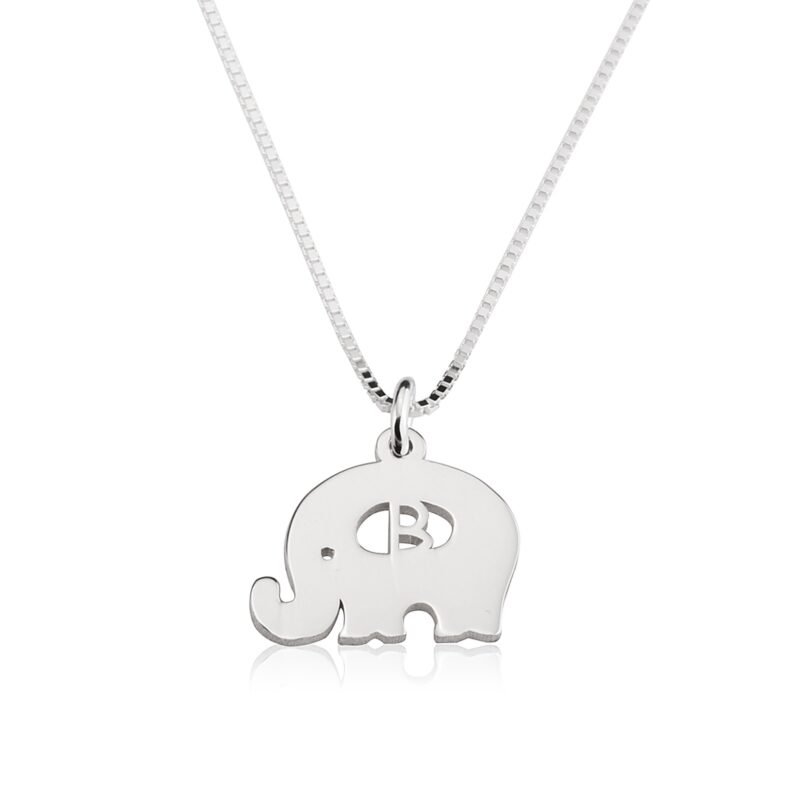 Baby Elephant Necklace | Personalized Charm Pendant - 24K Gold Plating white background
