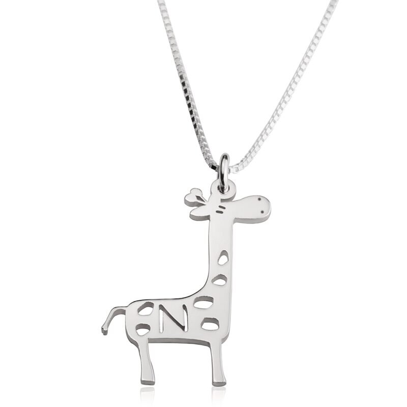 Baby Giraffe Necklace | Personalized Charm Pendant - 24K Gold Plating white background