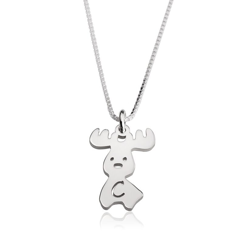 Baby Moose Necklace | Personalized Charm Pendant - 24K Gold Plating white background
