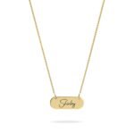 Bar Necklace With Name in Cursive — view 3