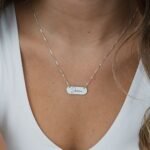 Bar Necklace With Name in Cursive — view 2