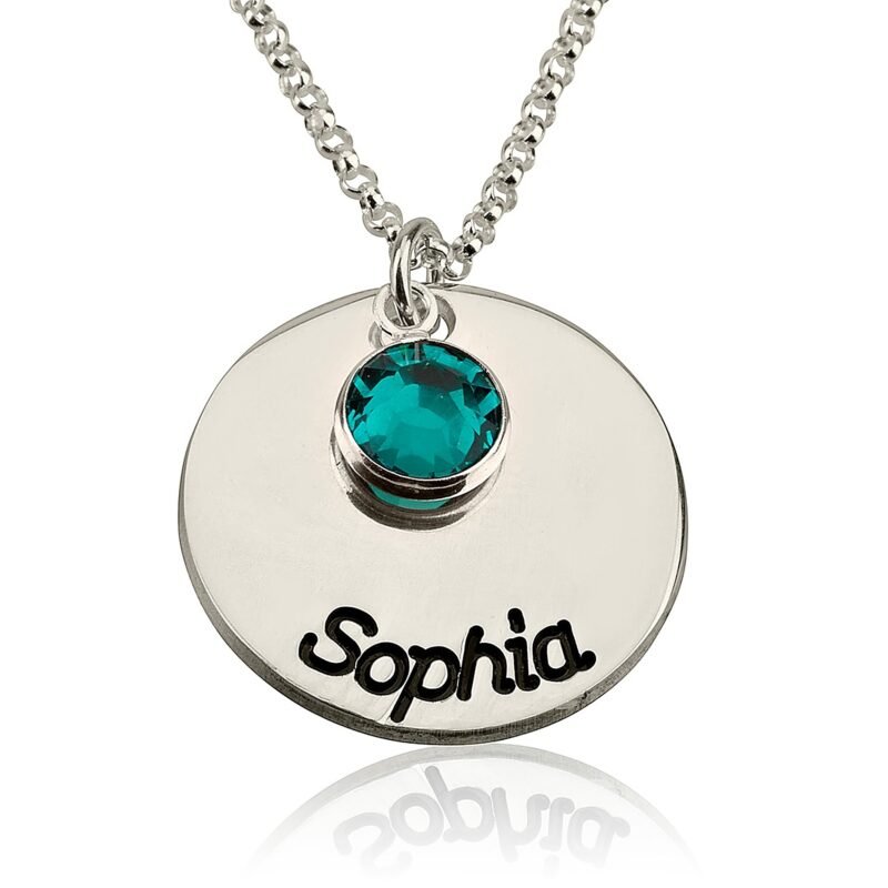 Birthstone Disc Necklace - 24K Gold Plating white background