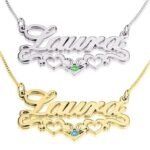 Name Necklace with Birthstone Heart — view 3