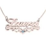 Name Necklace with Birthstone Heart — view 4