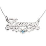 Name Necklace with Birthstone Heart — view 1