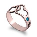 Birthstone Ring with Engraved Hearts and Names — view 3