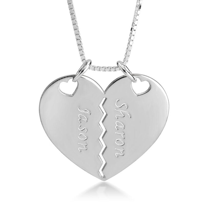 Breakable Heart Necklace for Couples - Rose Gold Plating white background