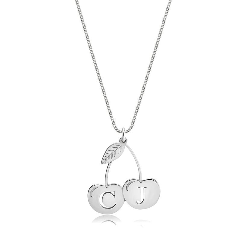 Cherry Necklace | Personalized Charm Pendant - 24K Gold Plating white background