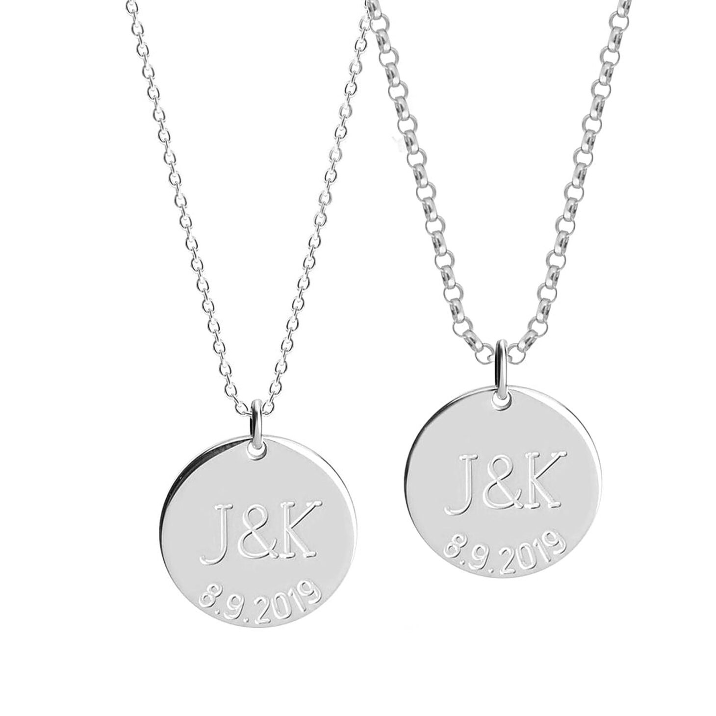 Couples Necklace Set with Initials & Date