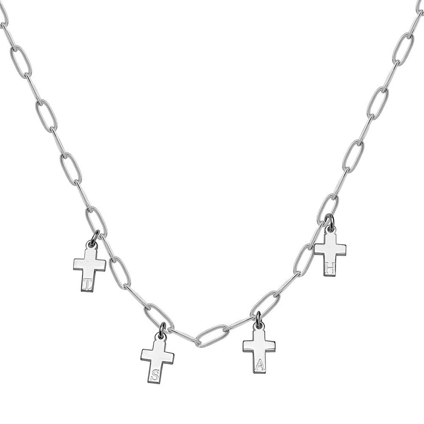 Cross and Initials Necklace