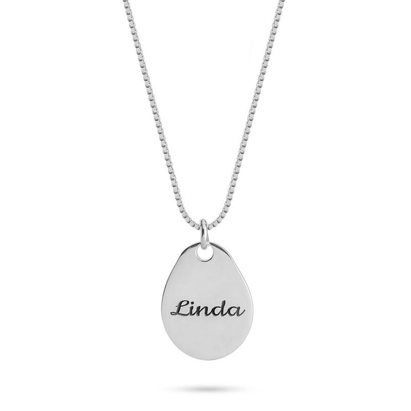 Custom Drop Necklace with Name or Message Engraving - 24K Gold Plating white background