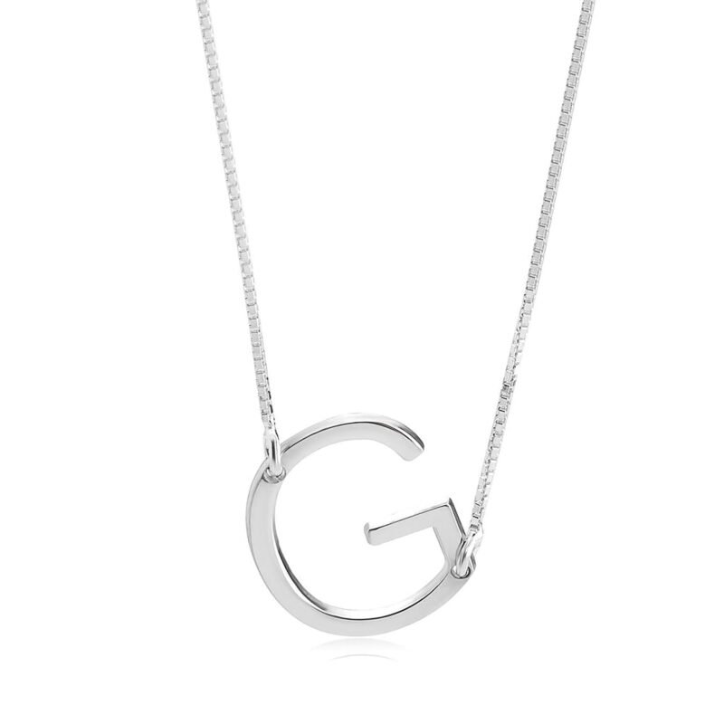 Custom Letter Necklace | Initial Pendant in Silver & Gold - 14K Gold white background