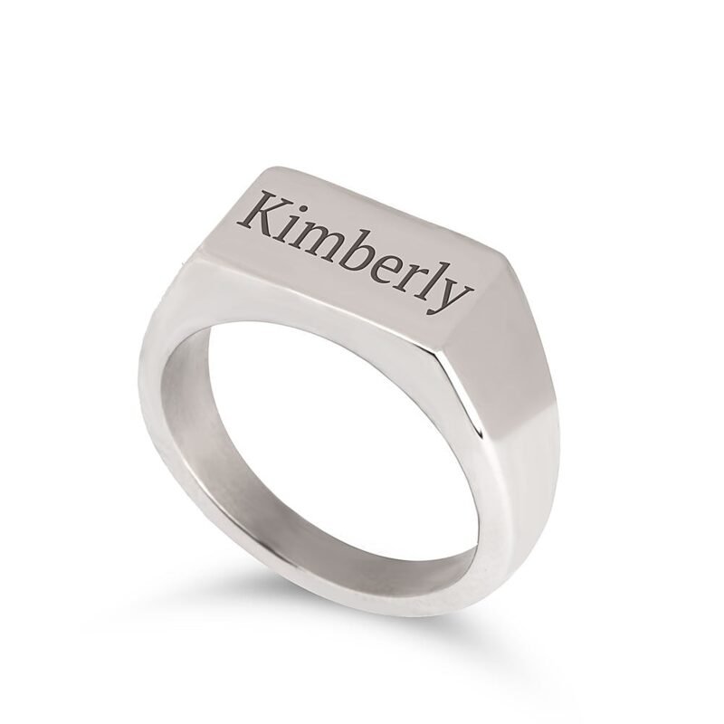 Custom Signet Ring For Men in Silver - Sterling Silver white background