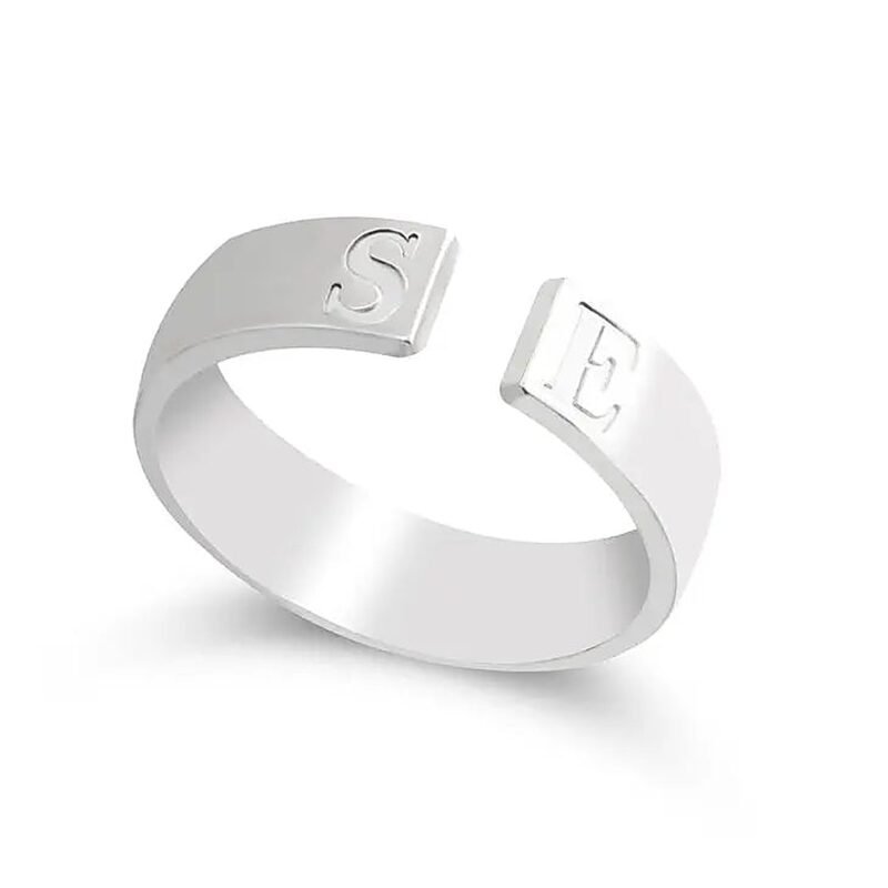 Customizable Initials Wrap Ring - Rose Gold Plating white background