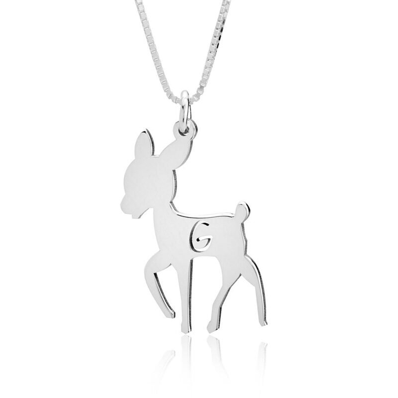 Deer Pendant Necklace | Personalized Charm - 24K Gold Plating white background