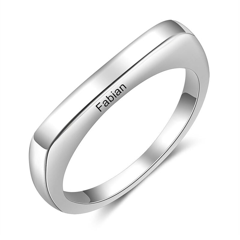 Delicate Engraved Ring - Sterling Silver white background
