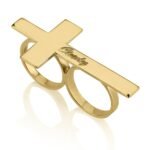 Double Finger Cross Name Ring — view 2