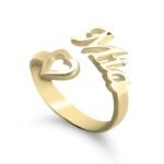 Elegant Name Ring with Heart — view 2
