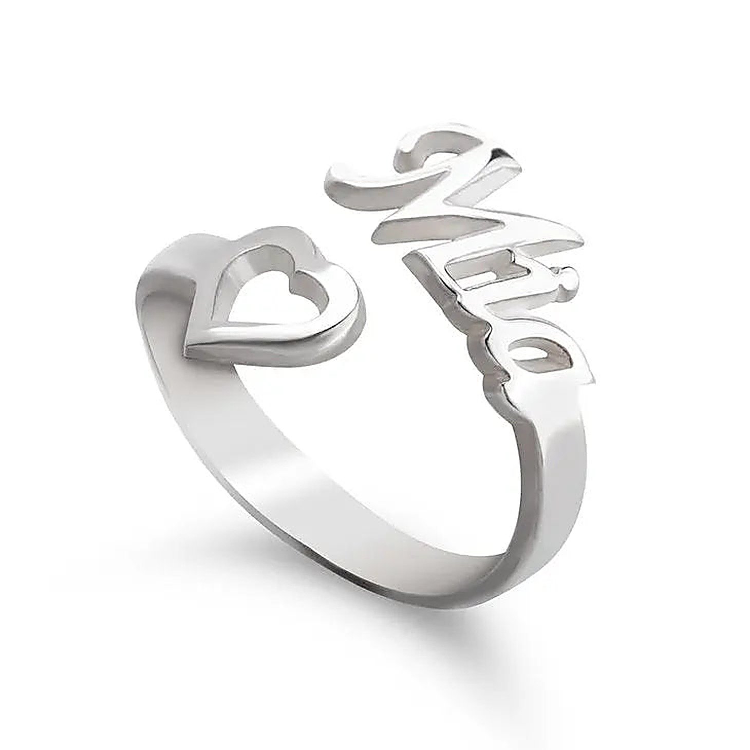 Elegant Name Ring with Heart