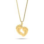 Engraved Baby Feet Necklace with Birthstone — view 3