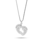 Engraved Baby Feet Necklace with Birthstone — view 1