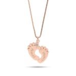 Engraved Baby Feet Necklace with Birthstone — view 4