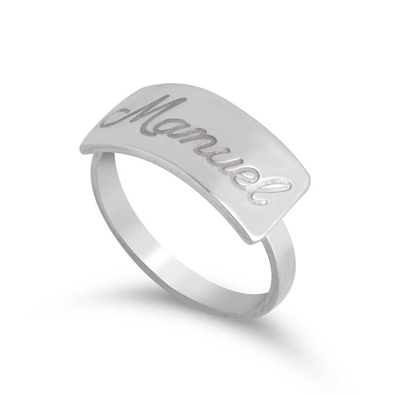 Engraved Bar Name Ring - 24K Gold Plating white background