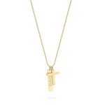 Engraved Bar Necklace with Cross — view 3