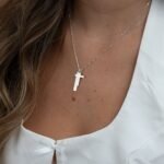 Engraved Bar Necklace with Cross — view 2
