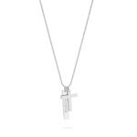 Engraved Bar Necklace with Cross — view 1