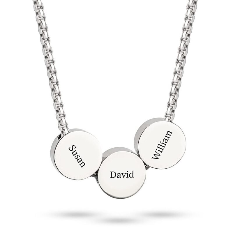 Engraved Charms Necklace for Men - Silver white background