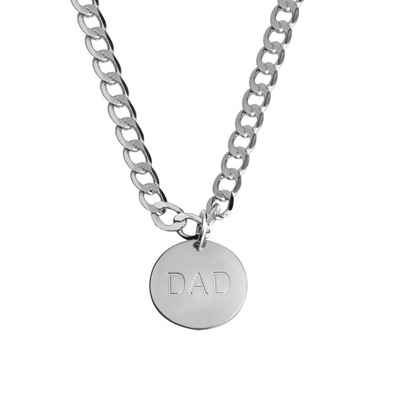 Engraved Dad Necklace - Sterling Silver white background