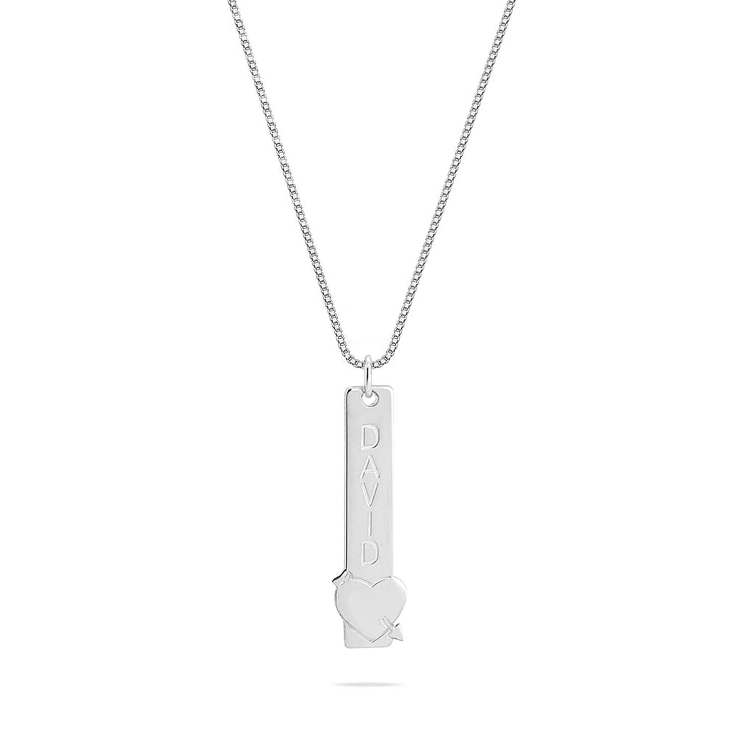 Engraved Heart Bar Necklace