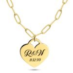 Engraved Heart Necklace with Paperclip Chain — view 3