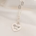 Engraved Heart Necklace with Paperclip Chain — view 2