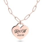 Engraved Heart Necklace with Paperclip Chain — view 4