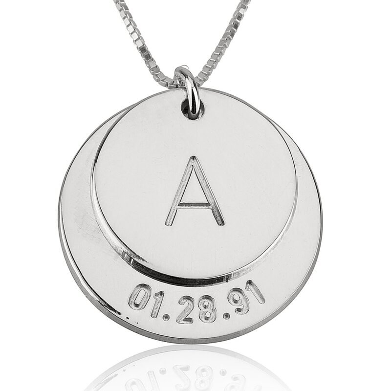 Engraved Initial & Date Necklace | Custom Keepsake - 24K Gold Plating white background