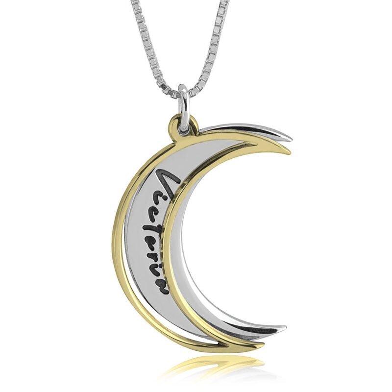 Engraved Moon Necklace - Rose Gold Plating 24k gold plating
