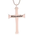 Engraved Unique Cross Necklace — view 4