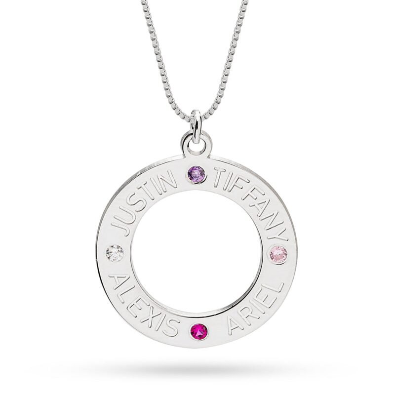 Family Birthstone Necklace - 24K Gold Plating white background