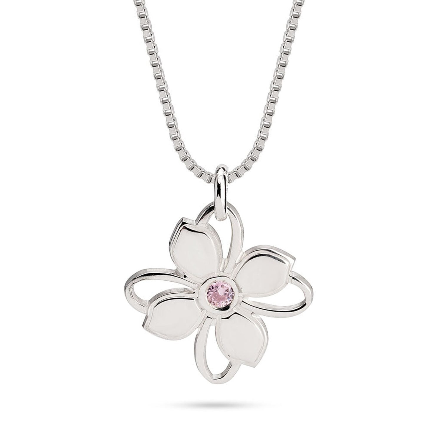 Flower Pendant Necklace with Birthstone