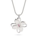 Flower Pendant Necklace with Birthstone — view 1