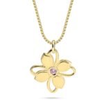Flower Pendant Necklace with Birthstone — view 3