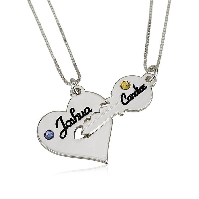 Heart and Key Necklace - Rose Gold Plating white background