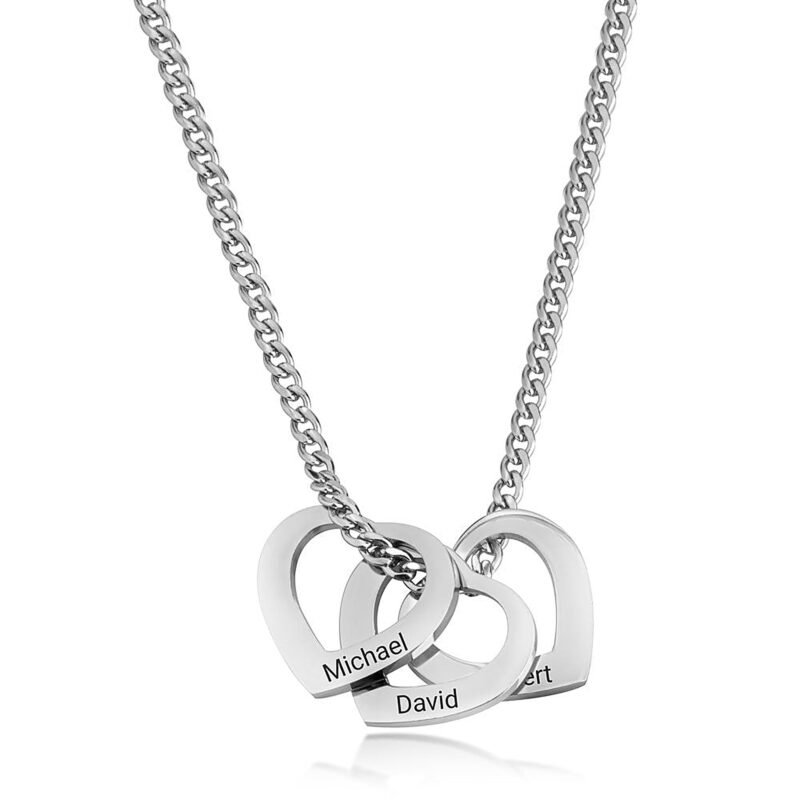 Heart Charm Necklace for Mom - Stainless Steel Gold white background