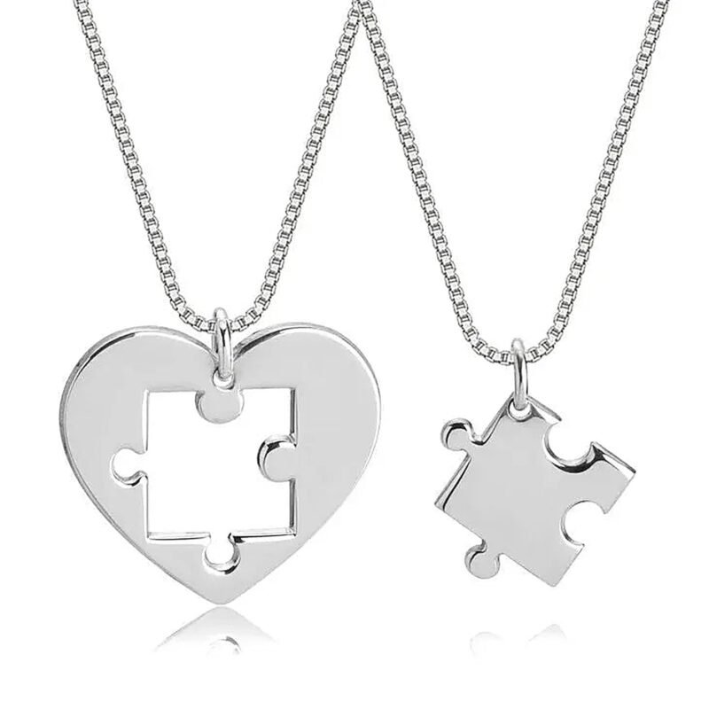Heart Puzzle Necklace - Rose Gold Plating white background