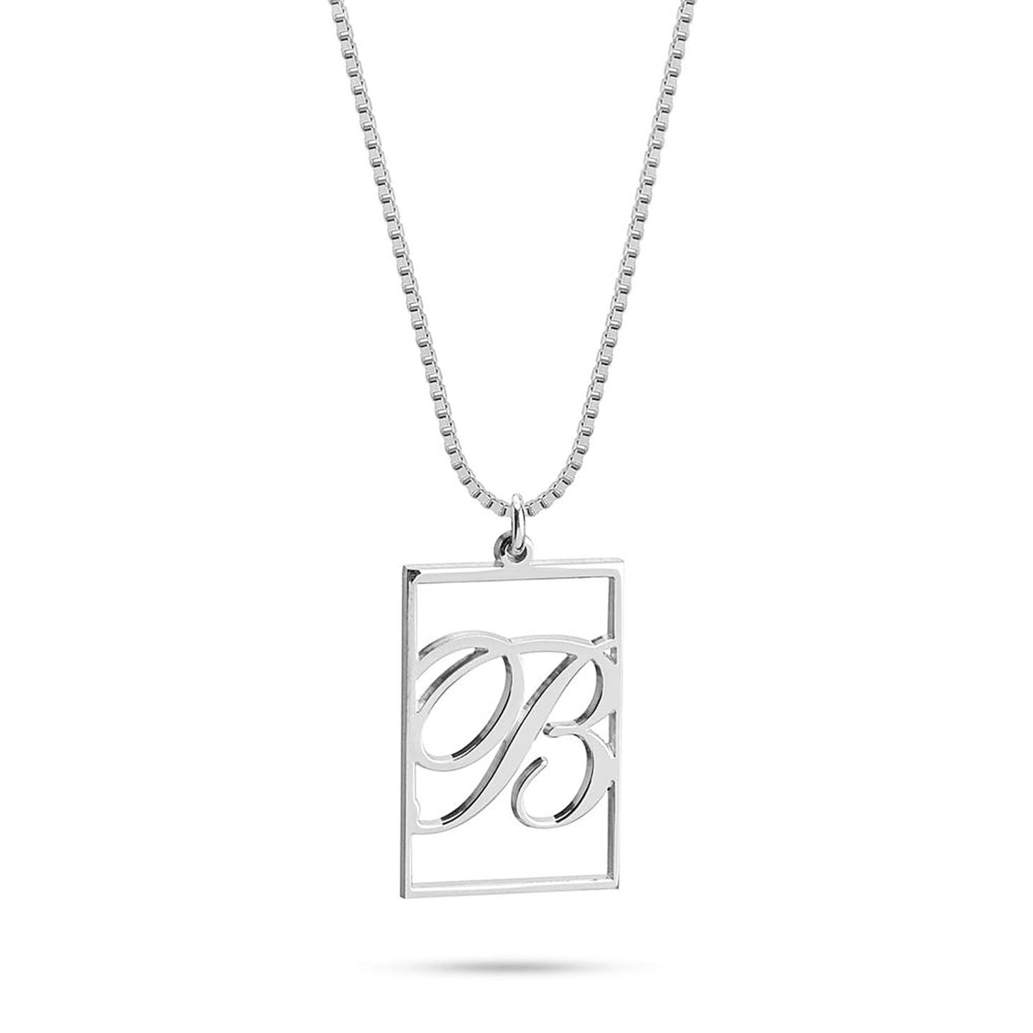 Initial Card Necklace | Personalized Rectangle Pendant
