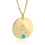 Initial Disc Birthstone Necklace — view 3