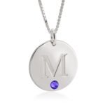 Initial Disc Birthstone Necklace — view 1